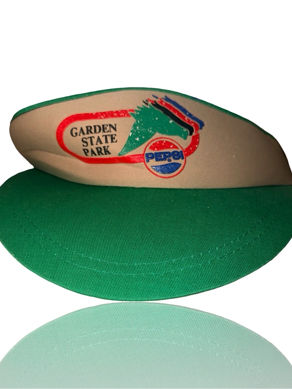 Pepsi Green and Tan Vintage Garden State Park Visor